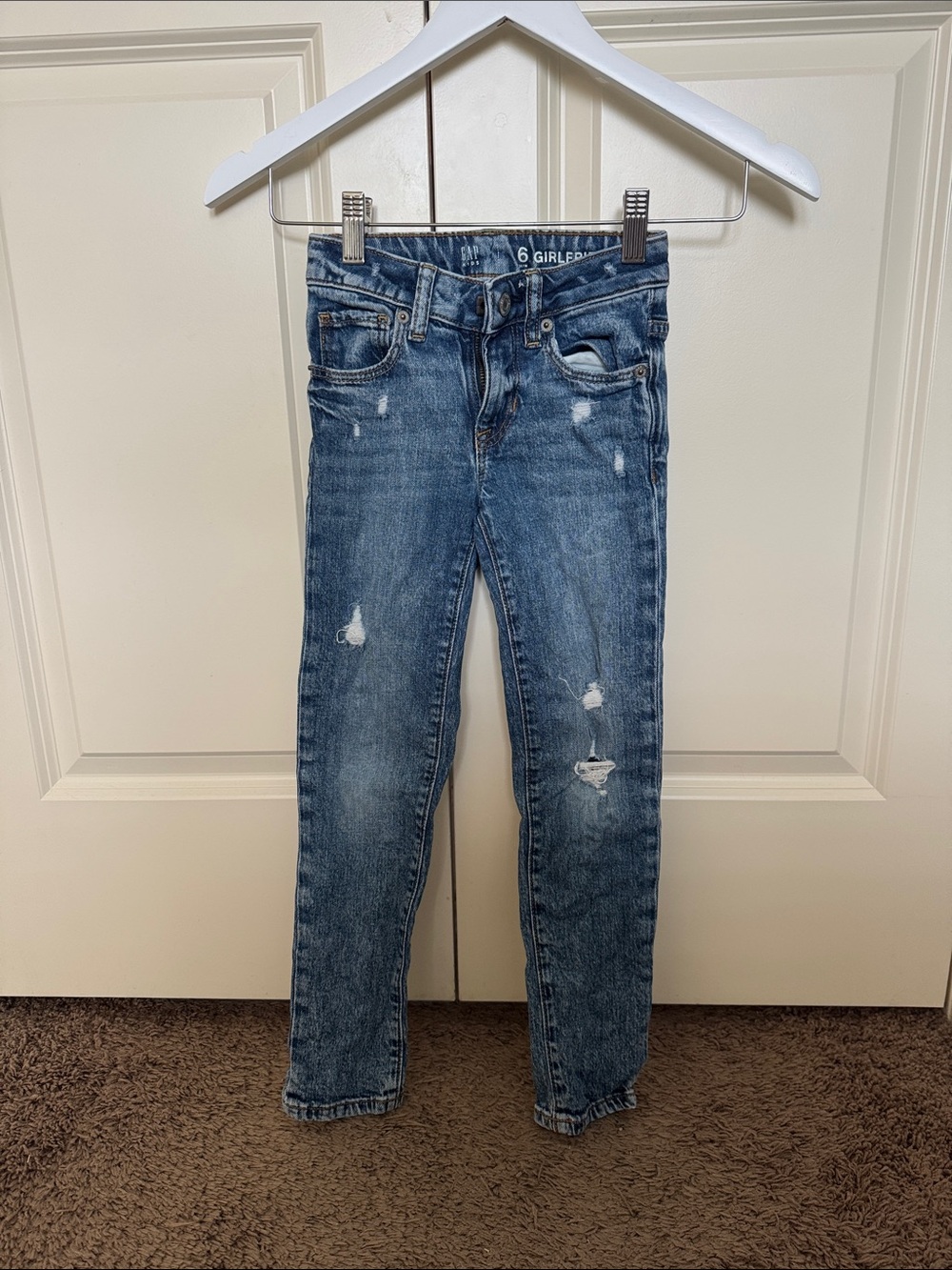 GAP Girls Faded Blue Distressed Jeans